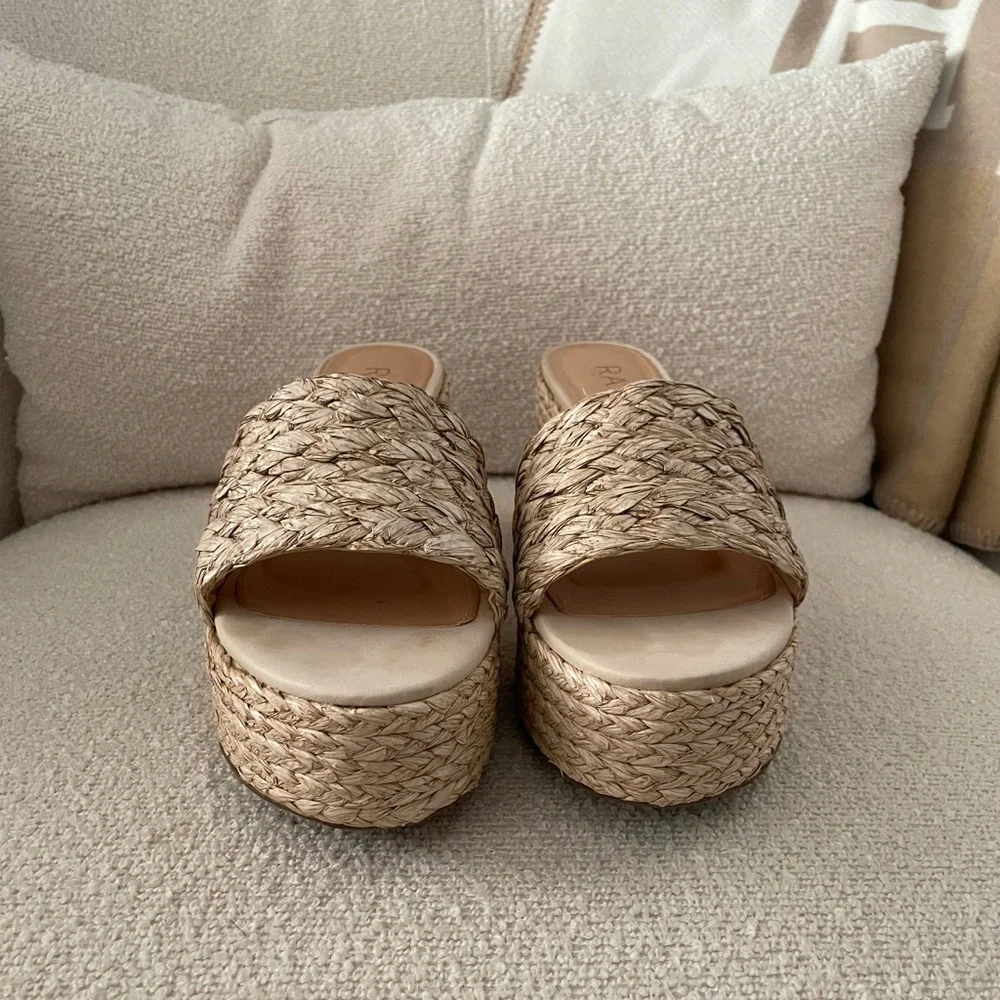 Revolve Raye‎ Gable Wedge Raffia Platform Sandal